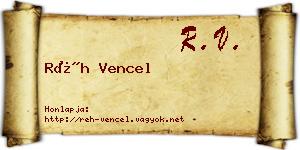 Réh Vencel névjegykártya